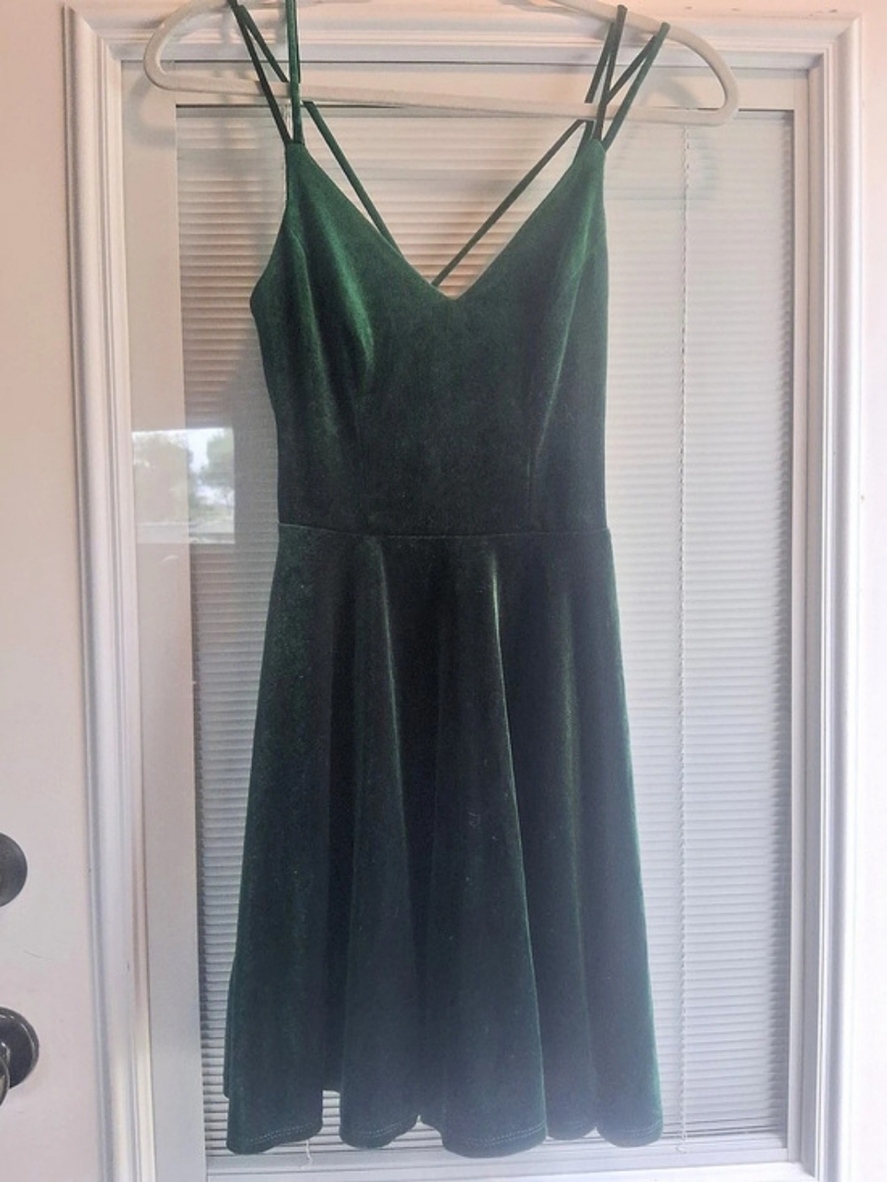 B. Darlin Velvet V-Neck Midi Dress in Green Size 12 Like New
